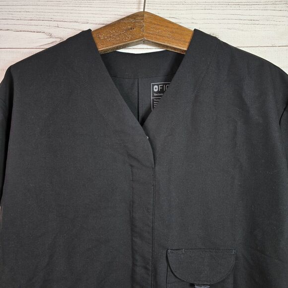 FIGS Jena Technical Snap Women’s Scrub Top Sz XS Black Short Sleeve 1000070 - Picture 2 of 10